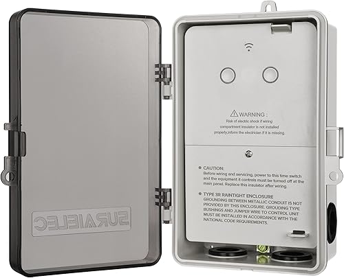Suraielec Temporizador de piscina WiFi dual, interruptores individuales de 120/277V, 40 amperios, temporizador inteligente resistente de 1HP/2HP,