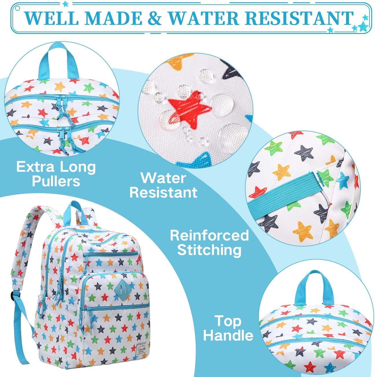 VASCHY School Backpack for Teen Girls, Bookbag Schoolbag Casual Daypack for High School/College/Women/Travel/Work Stars - Image 3