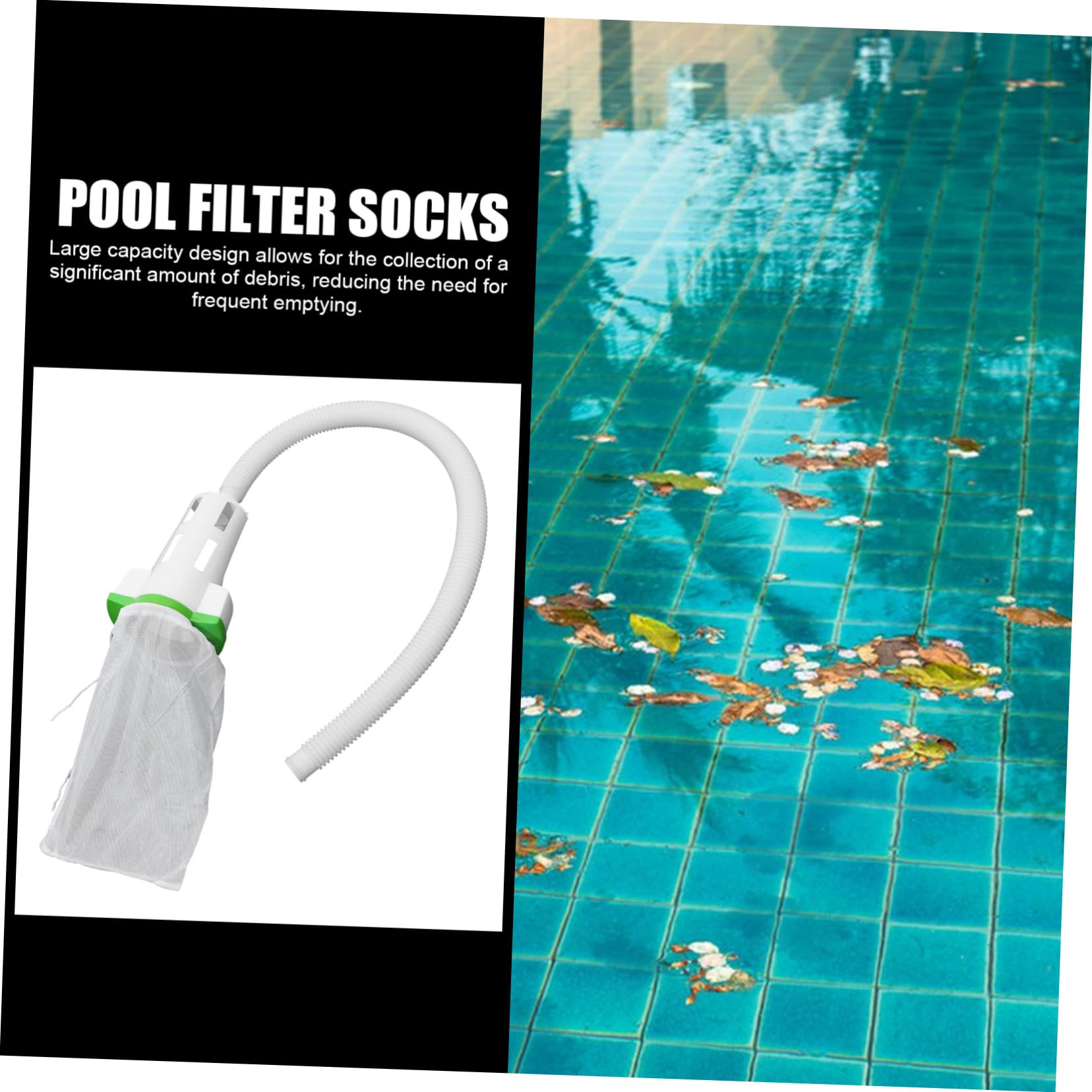 Chaussette Filtrante pour Piscine avec Tuyau et Connecteur, Paquet de Collecte des Feuilles en Abs Blanc, Installation Simple, 1 Lot pour Jardin Extérieur