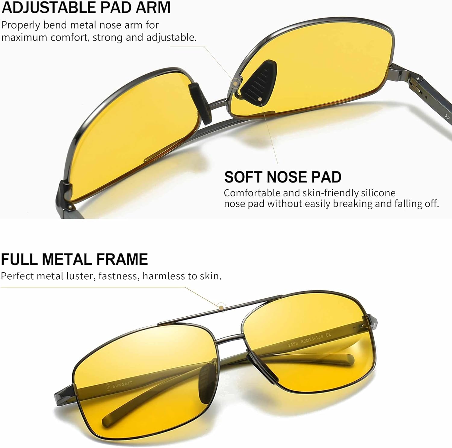 SUNGAIT Ultra Lightweight Rectangular Polarized Sunglasses Men UV400 Protection - Image 4