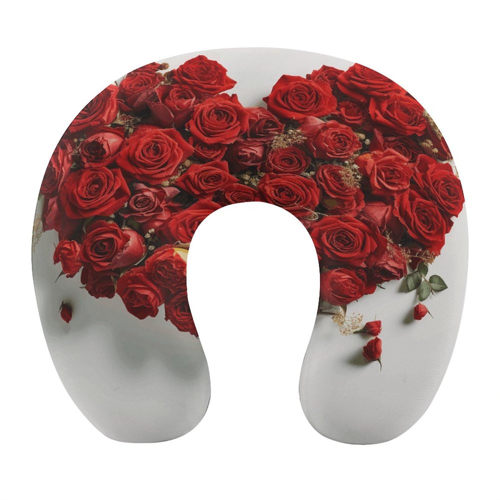 Btcowzrv Style Heart Shape Made Of Roses U Shaped Neck Pillow Travel Pillows
