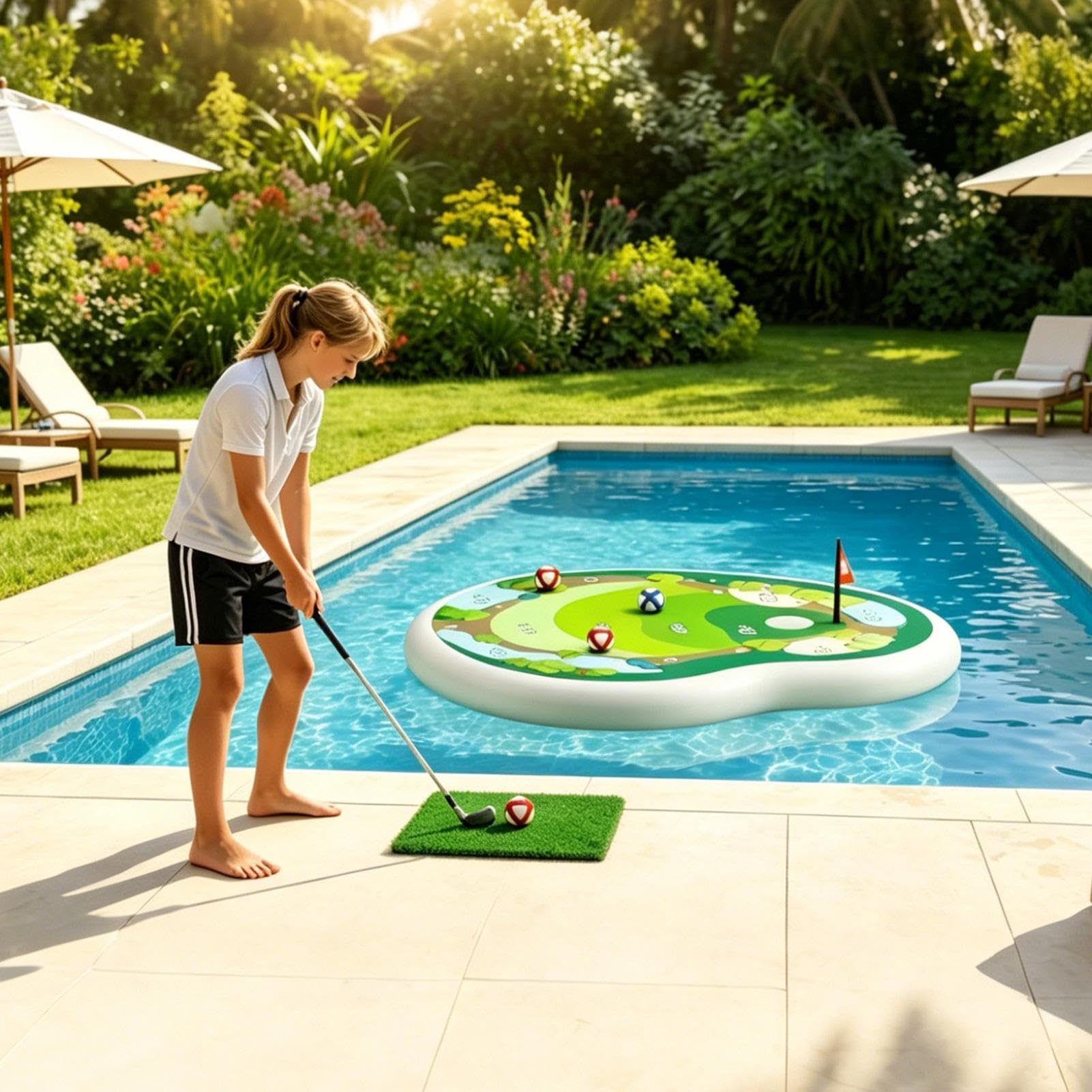 Generisch Jouet de piscine pour adolescents - Jeu de natation de golf gonflable de 90 cm - Kit de cibles de sports nautiques en PVC - Jouet d'activité de plein air pour - Divertissement d'été