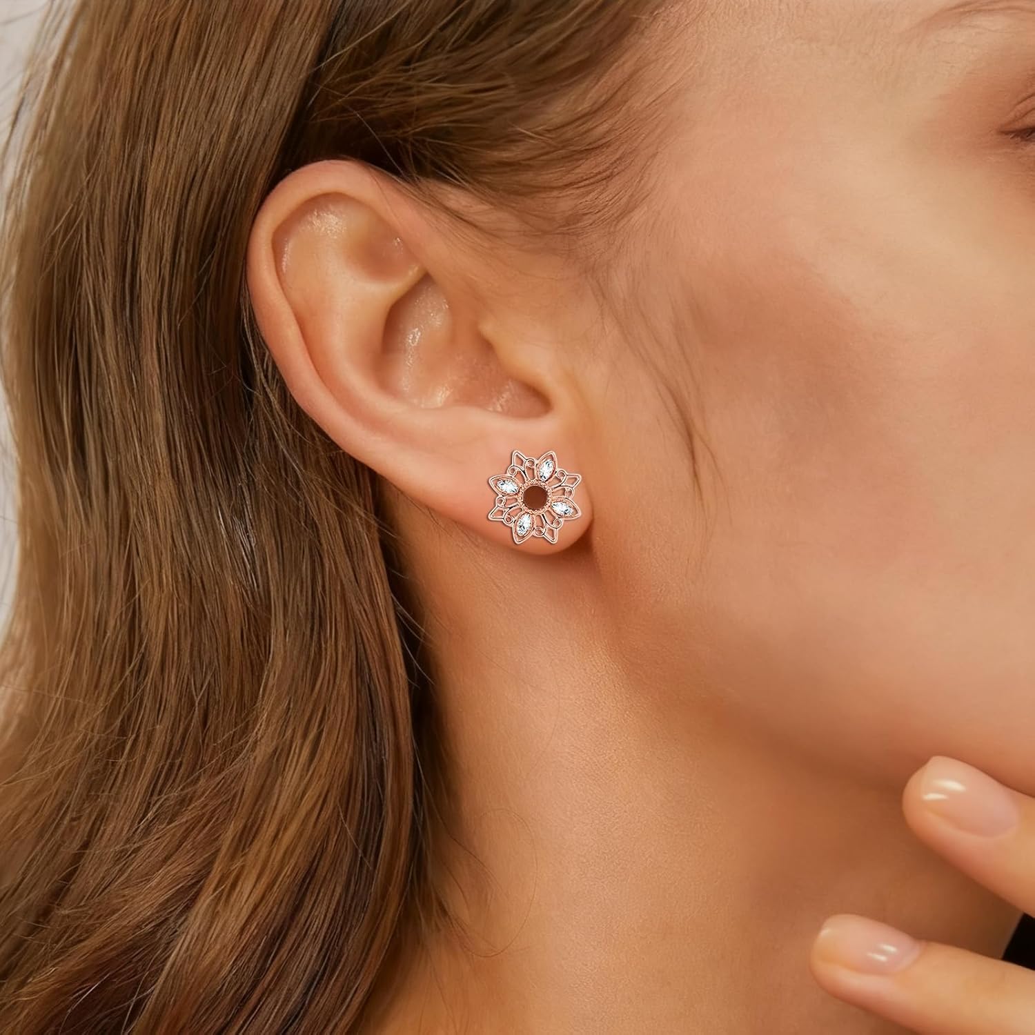 Ear Tunnels Gauges, 2PCS Stainless Steel Tunnel Set Hollow Flower with Cubic Zirconia Tunnel Plugs Screw Fit Ear Gauges 00G Ear Piercing Jewelry