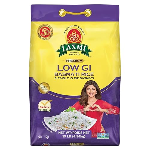 Laxmi Arroz basmati apto para diabéticos c valor de índice de GI reducido - 10lb