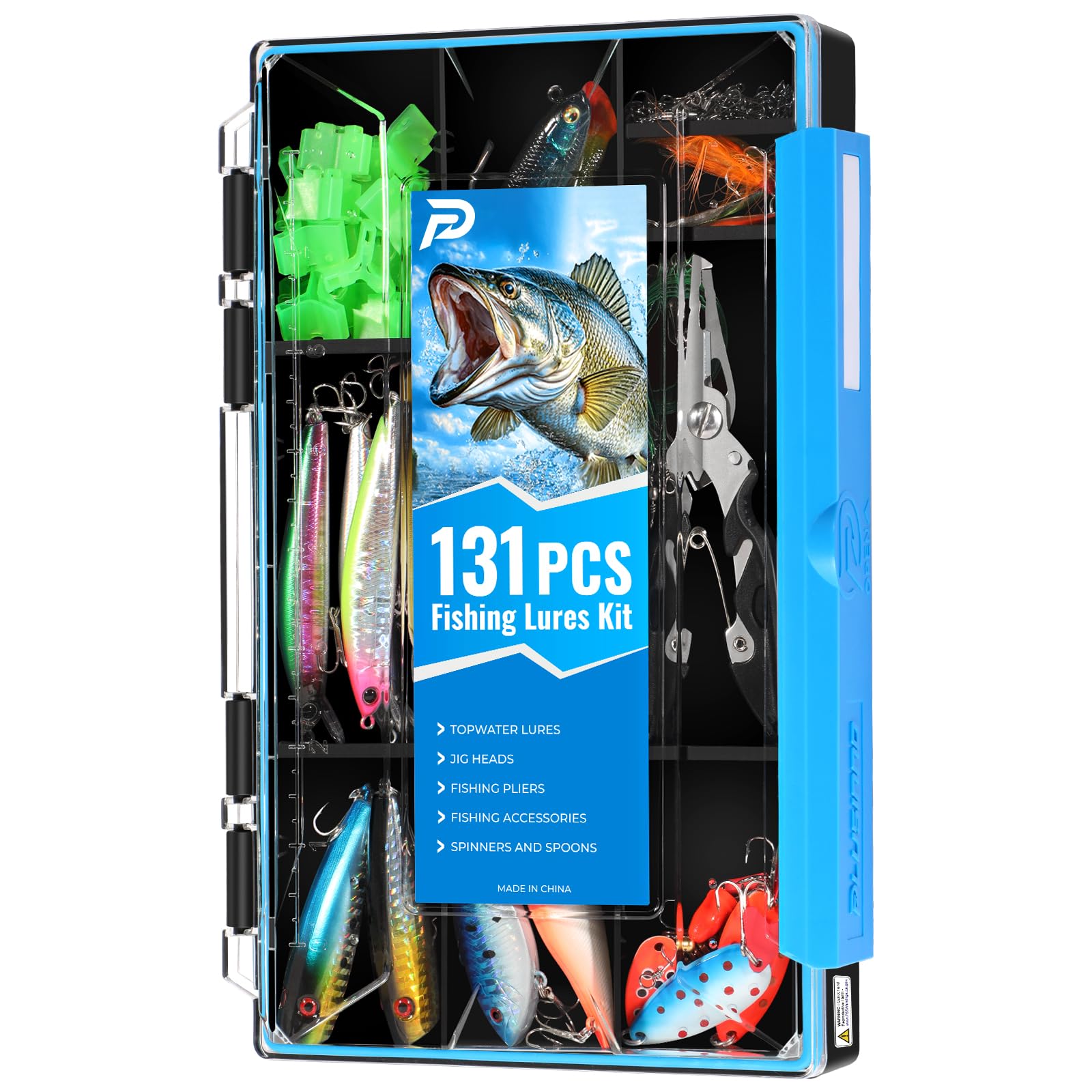 Fishing Lures Fishing 131pcsTackle Box Fishing Gifts for Men, Bass, Artificial Fishing Lures,Trout Fishing Accessories Kit for Saltwater & Freshwater Fishing Gear Including Topwater Lures