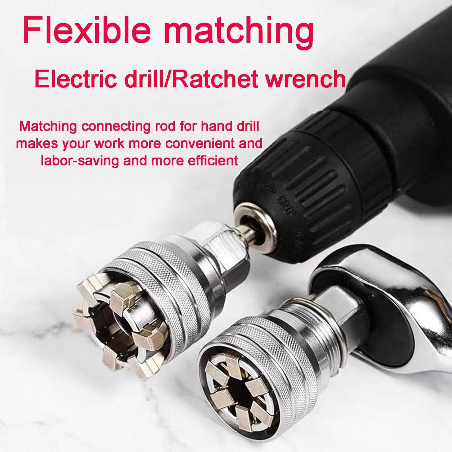 New 2 Sets Adjustable Universal Socket Wrench Tool Set - Multi-Function 10mm-19mm Universal Maintenance Socket for 3/8" Drive Ratchet, Torque Wrench & Power Drill