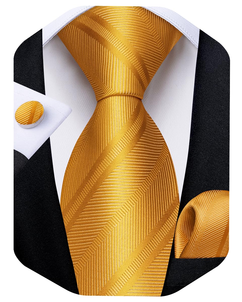DiBanGu Striped Ties for Men Silk Woven Plaid Necktie | Classic Stripe Pattern,Soft Silk,Wear-resistant,Pocket Square and Cufflinks,Great Gift for Birthday,Business,Meeting