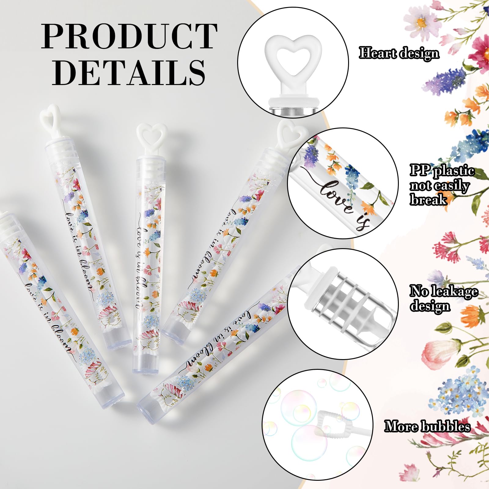 Hollowfly Mini-Blase für Hochzeit, 120 Stück, große Herzblase für Gäste, Partyzubehör, Valentinstag, Jubiläen, Feier (Wildblume)