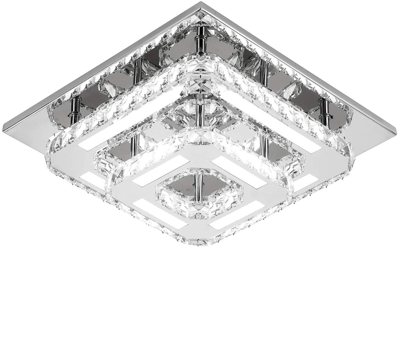 Goeco Ceiling Light LED, Crystal Ceiling lamp Integrated Modern Ceiling Lights 36W 6000k for Living Room Bedroom (30cm Double Layer)