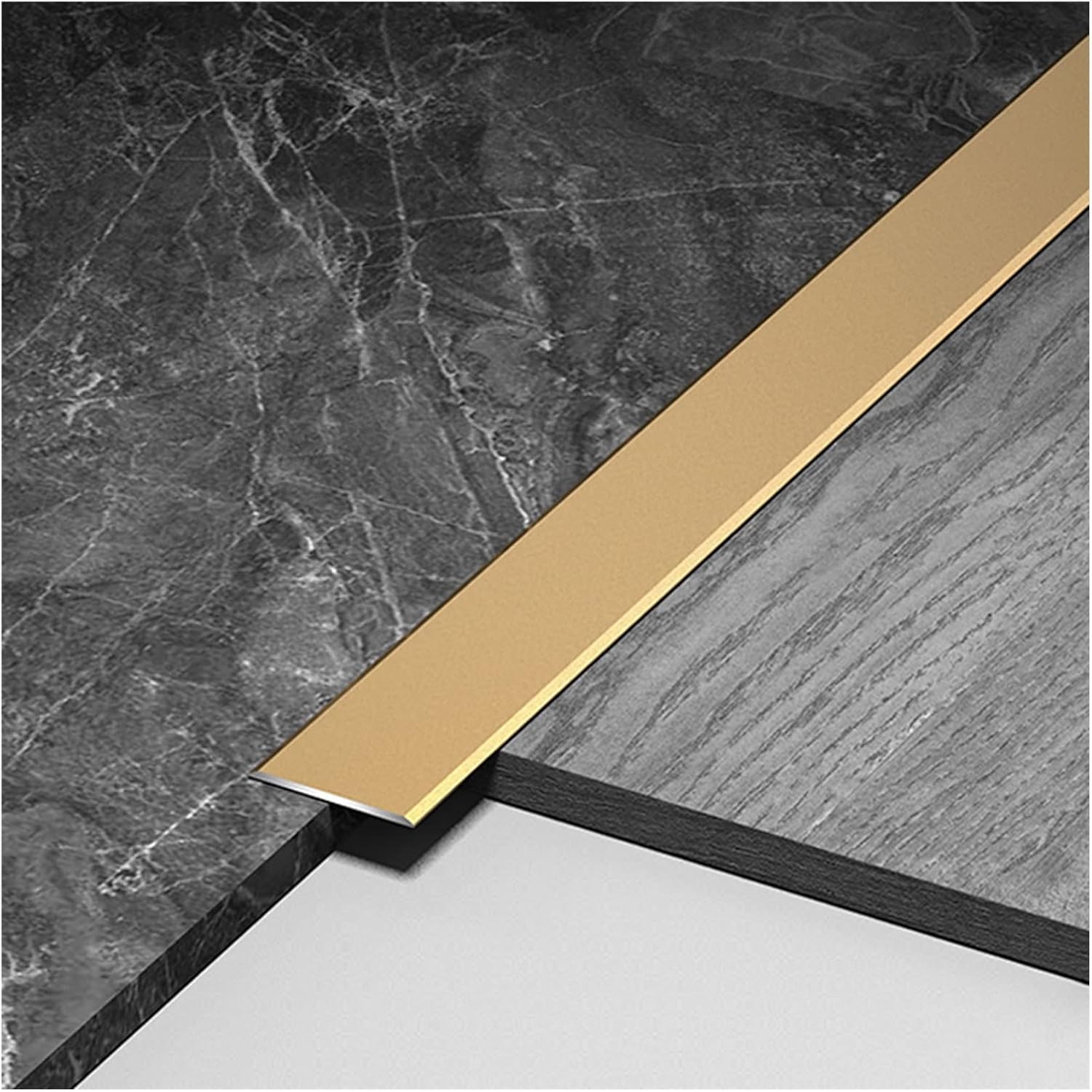 33 mm Wide Threshold Strip, Matte Tile to Plank Floor Transition Strip, Aluminum Threshold Cover for Doorway, Cuttable (Gold 90cm/35.4inch)
