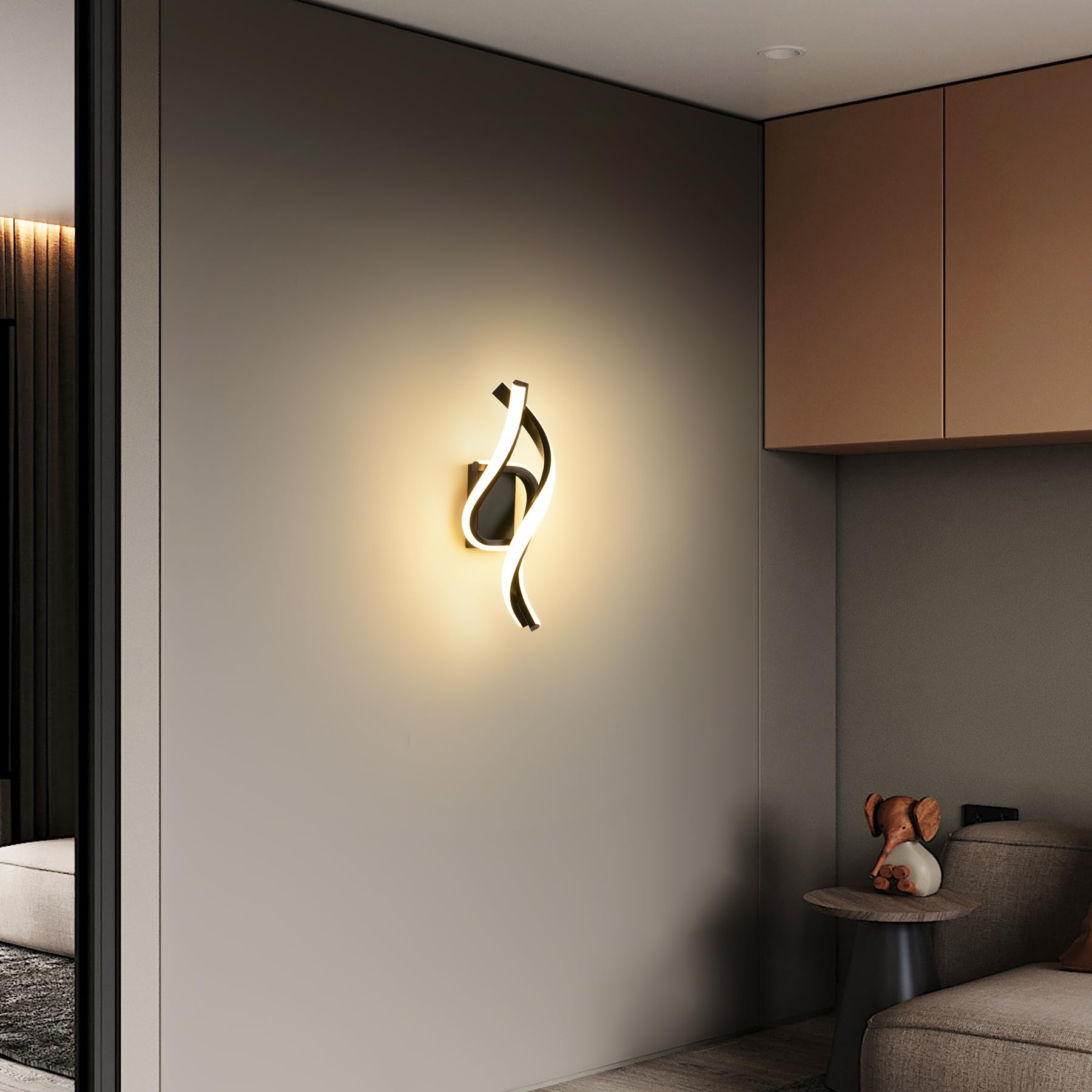 LED Wandleuchte Innen, 22W Wandlampe,Modern Innenwandleuchte,3000K Warmweiß Wandbeleuchtung,Up Down Innenleuchte Wandlichter,gebogene Design wandleuchten für Wohnzimmer Schlafzimmer Treppenhaus Flur