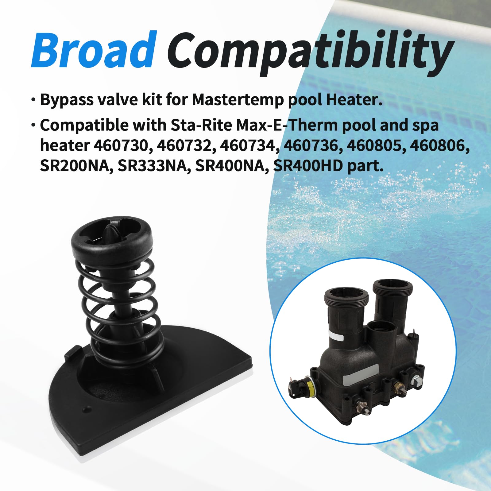 MULAN Bypass-Ventil-Ersatzset – Kompatibel Mit Pentair Mastertemp Und Sta-Rite Max-E-Therm Pool-Heizungen