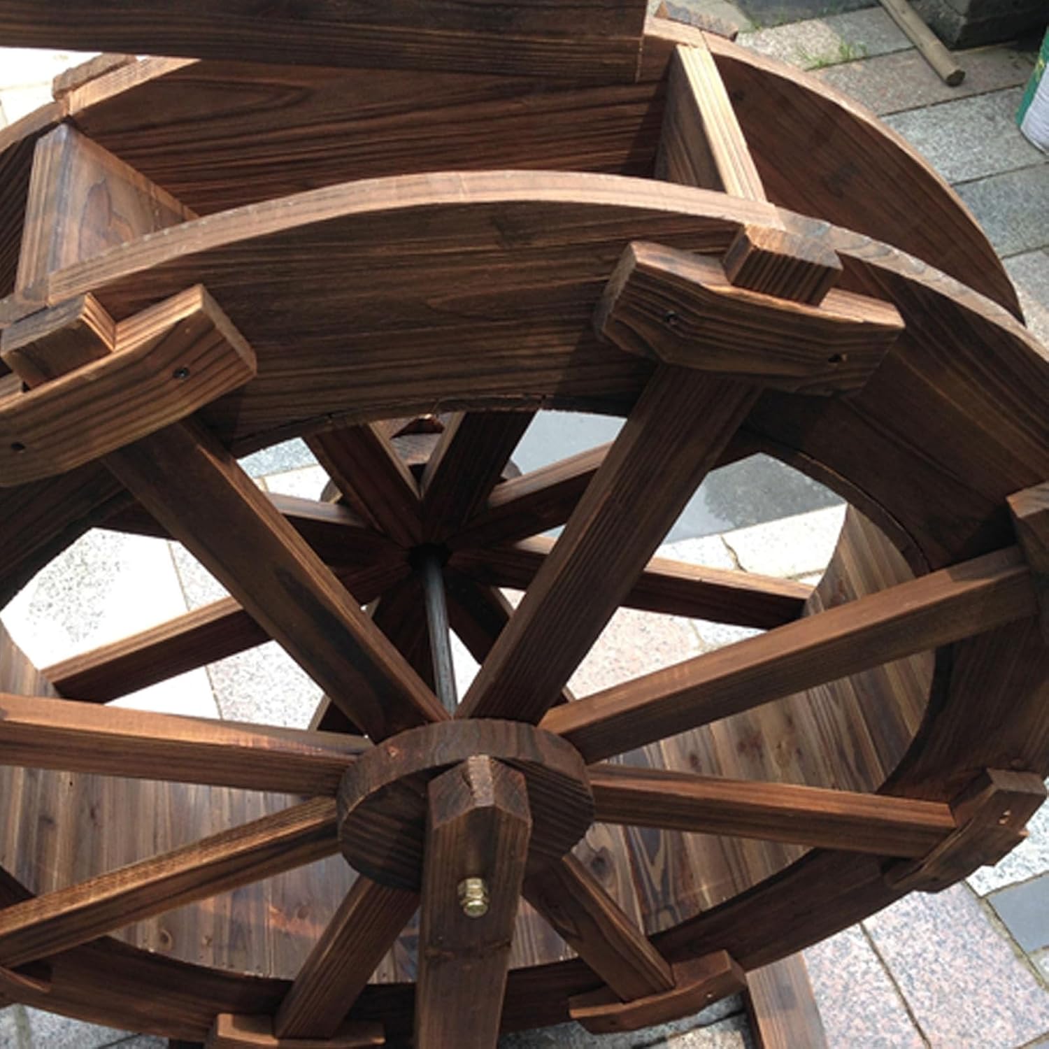 Wooden Self-Rotating Water Wheel, Vintage Rustic Ornamental, Wooden Waters Wheel Fountain with Stand, Waterwheel Fengshui Wheel for Patio Pond Pool(80cm(31.5inch))