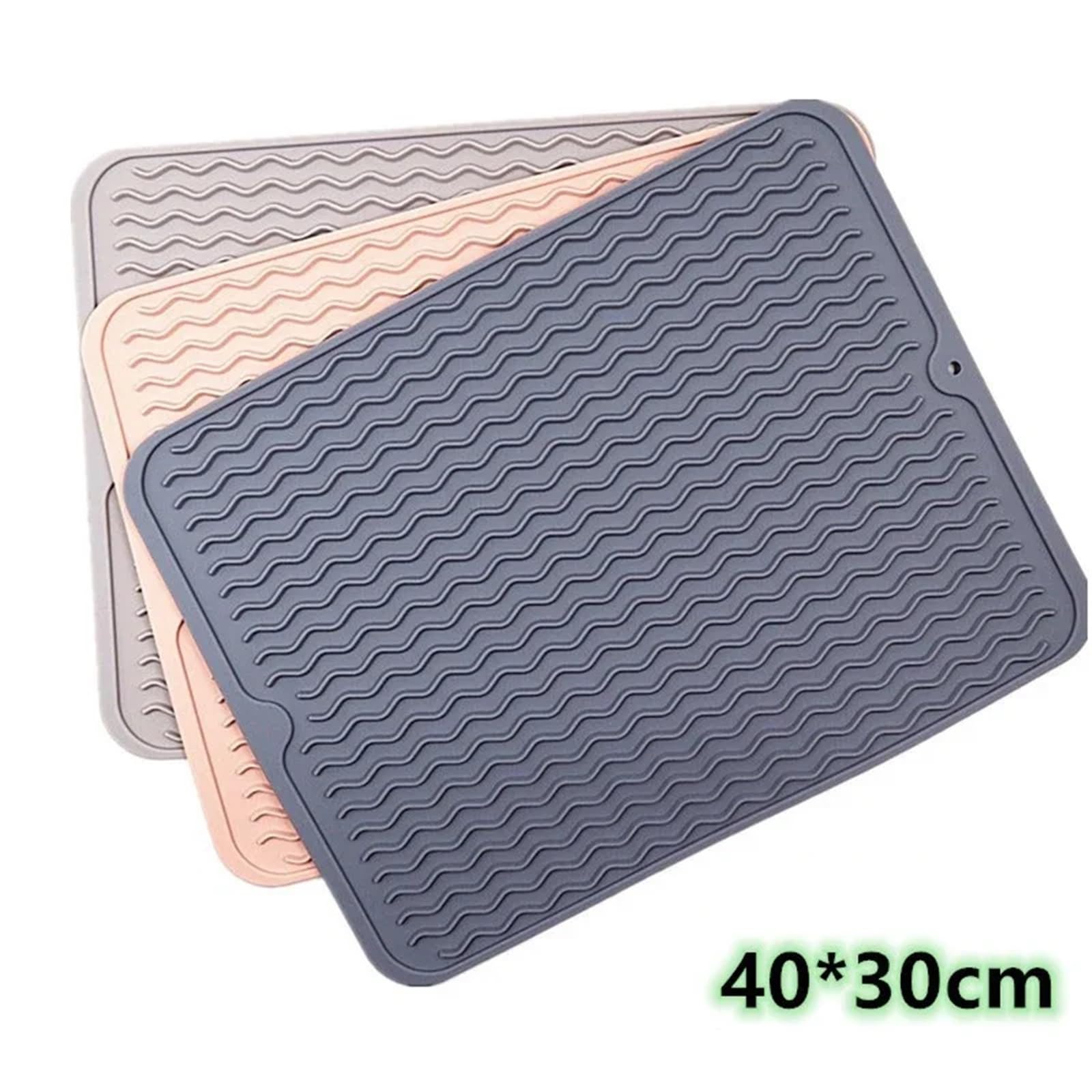 Tapis De Cuisine Pour Le SéChage De La Vaisselle Tapis de séchage de vaisselle en Silicone, épaisseur, résistant à la chaleur, dessous de plat, plateau d'égouttage, sous-verres, support de Pot antidér