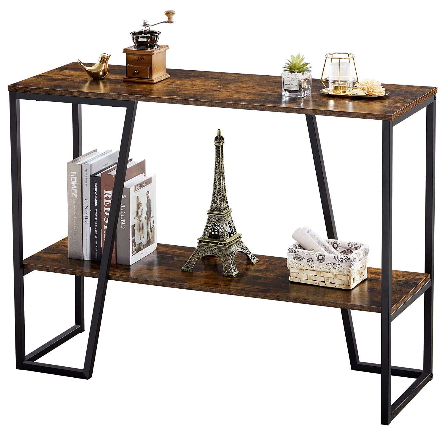 Buy WO Console Table for Entryway, Narrow Sofa Table with 2 Tier