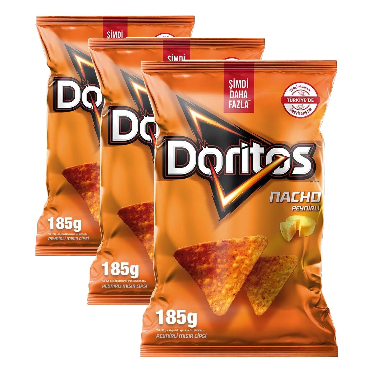 Doritos Nacho Peynirli Mısır Cipsi Parti Boy 185 g (3 paketi)