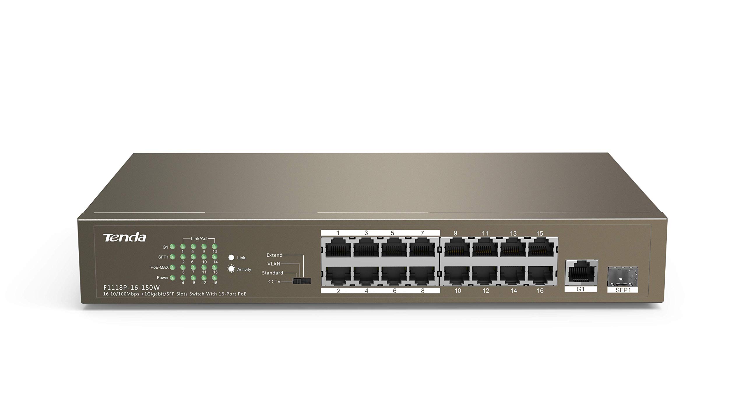 Tenda TEF1118P-16-150W 16-Port 10/100 PoE/1-Port Gigabit/1-Port SFP Switch-picture-10