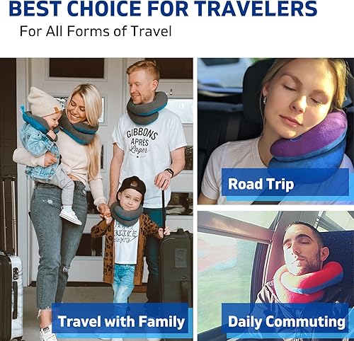 Vista 94 de Bcozzy Almohada cervical de viaje para avión, soporte doble patentado para cabeza, cuello y barbilla Lo mejor para vuelos largos, dormir en avión
