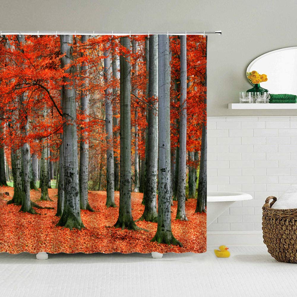YUAOEUR Tenda da doccia 3D, con arco in pietra e vista laterale sul mare, con palme, fiori, cielo blu, per esterni, giardino, bagno, decorazione da giardino, con gancio, 71 x 180 cm