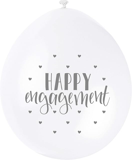 Unique Party 56069 - 9" Latex Happy Engagement Balloons, Pack of 10