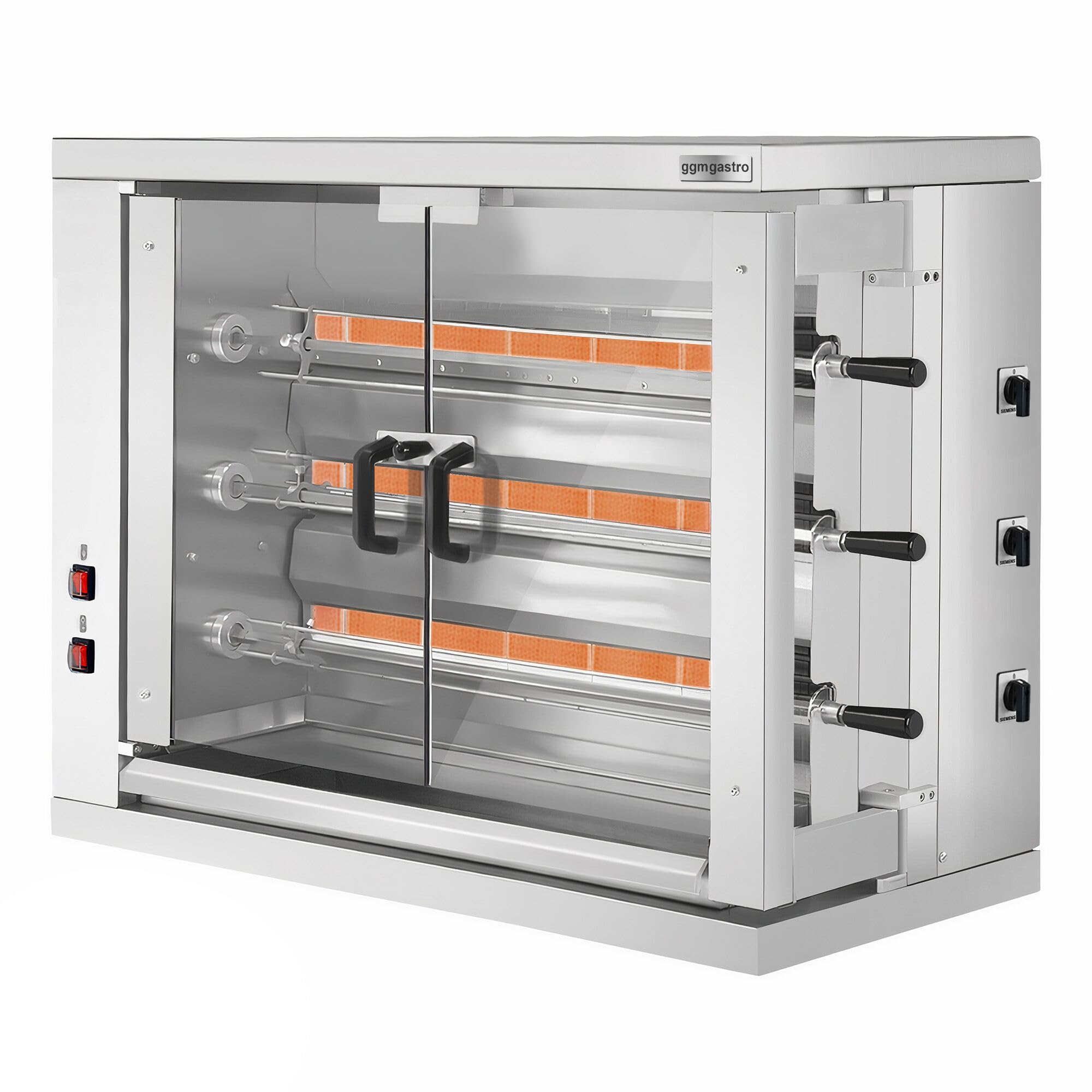 GGM Gastro | EHGE18 | Elektro Hähnchengrill - 9 kW - mit 3 Spießen für bis zu 18 Hähnchen