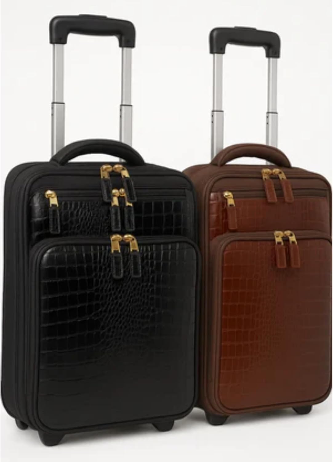 FRANCINE Croco-Style Roller Laptop Tote Bag, Fits Up to 17-Inch Laptop, Wheeled Carry-On Work Travel Bag with Telescoping Handle and Multiple Compartments (Brown) - Image 8