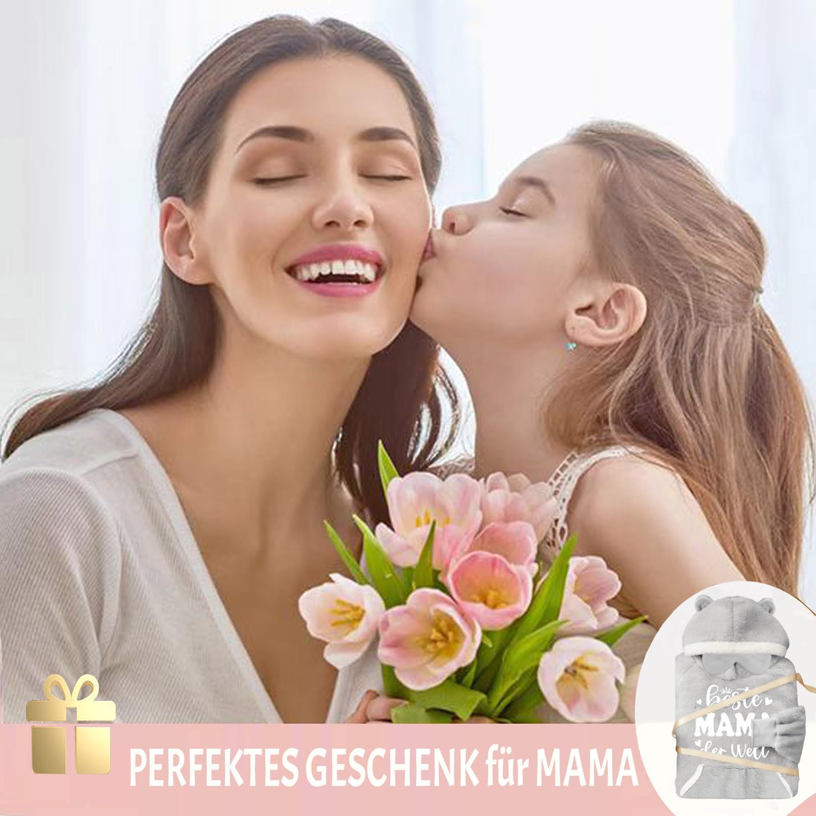 Regalo para el Día de la Madre para Mamá, gran tamaño, con capucha, manta con bolsillo, suave manta de Sherpa, ideal como regalo de cumpleaños para el Día de la Madre, color gris