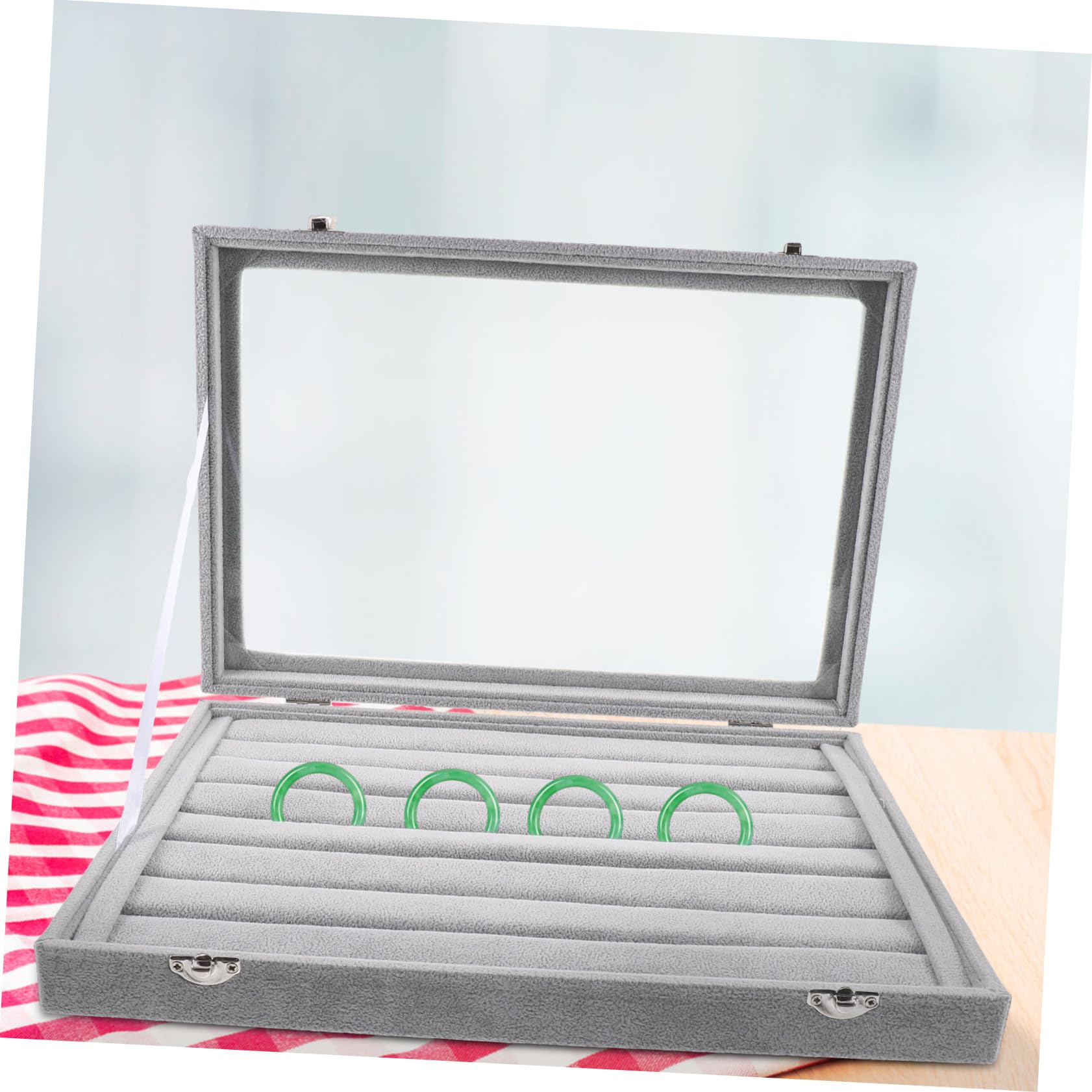 Uonlytech Caja de Almacenamiento de Anillos Transparente Tapa Bandejas Apilables para Organizar Joyas Caja de Anillos para Exhibir Joyas