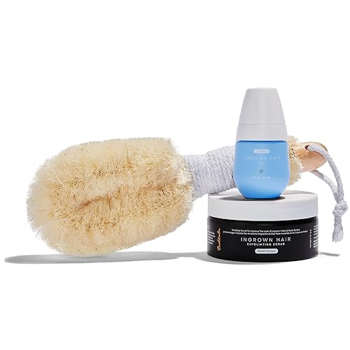 Bushbalm Rutina de 3 pasos para el cabello encarnado y las protuberancias de la maquinilla de afeitar, incluye aceite para el cabello encarnado nude