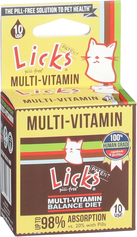 Multivitamínico líquido para gatos com taurina, vitaminas e cálcio Licks Pill Free — Pacote com 10 sachês