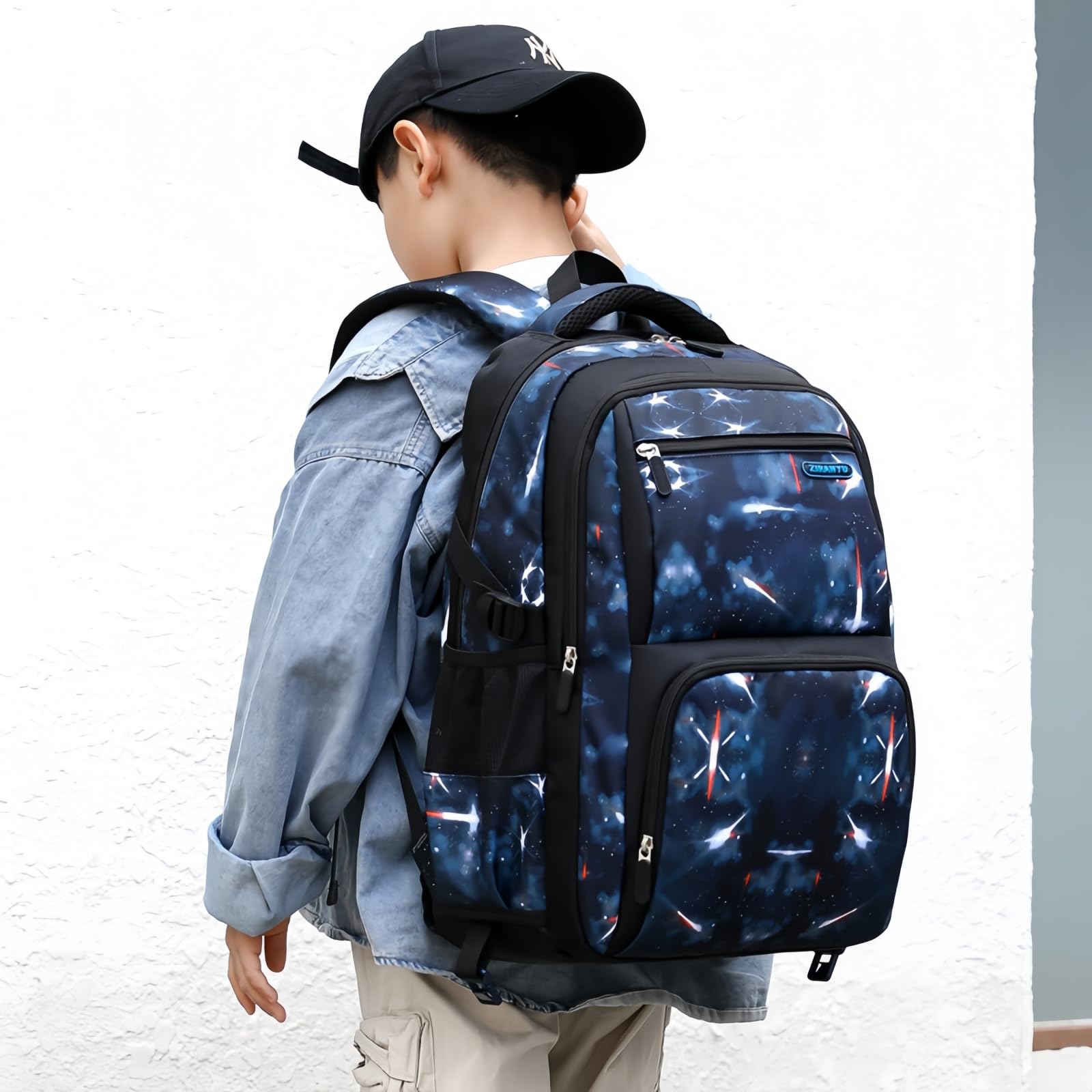 Zaino Trolley per Ragazzi Elementare Zaino Scuola con Ruote 3 Set Borsa per il Pranzo e Astuccio per le Matite