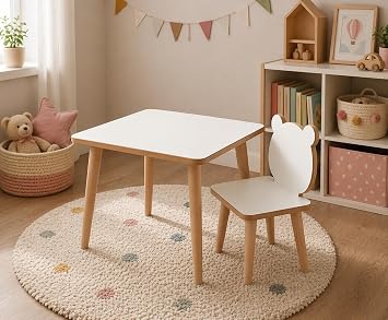 Montessori  ocuk Aktivite Masas   al ma Masas , Ah ap Oyun Boyama Etkinlik Alan , Unisex  ocuk Odas   in masa sandalye seti