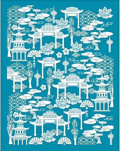 OLYCRAFT Plantillas de arcilla de 4 x 5 pulgadas, pantalla de seda de flor de ciruelo para arcilla polimérica, árbol oriental asiático, jardín,