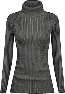 Turtleneck Ribbed Sweaters for Women Cute Sexy Knitted Warm Fitted Sweater