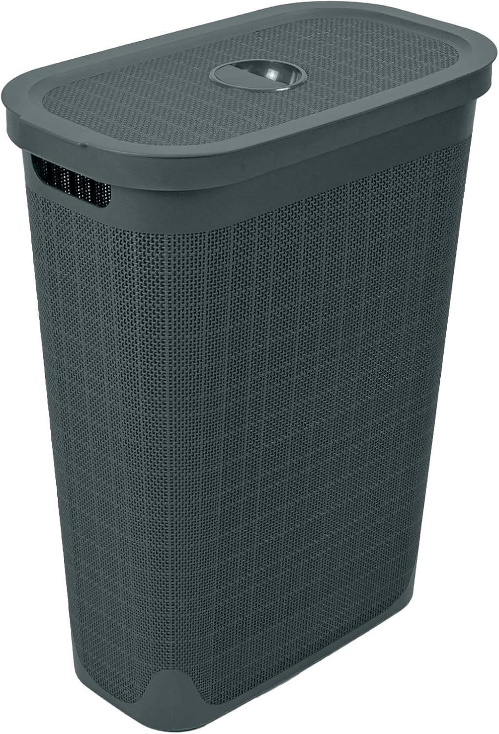 Addis Faux Hessian 40 l Slim Laundry Hamper Charcoal Grey, Clothes Washing Bin with Lid, Compact and Stylish for Everyday Family Use, Charcoal Dark Grey