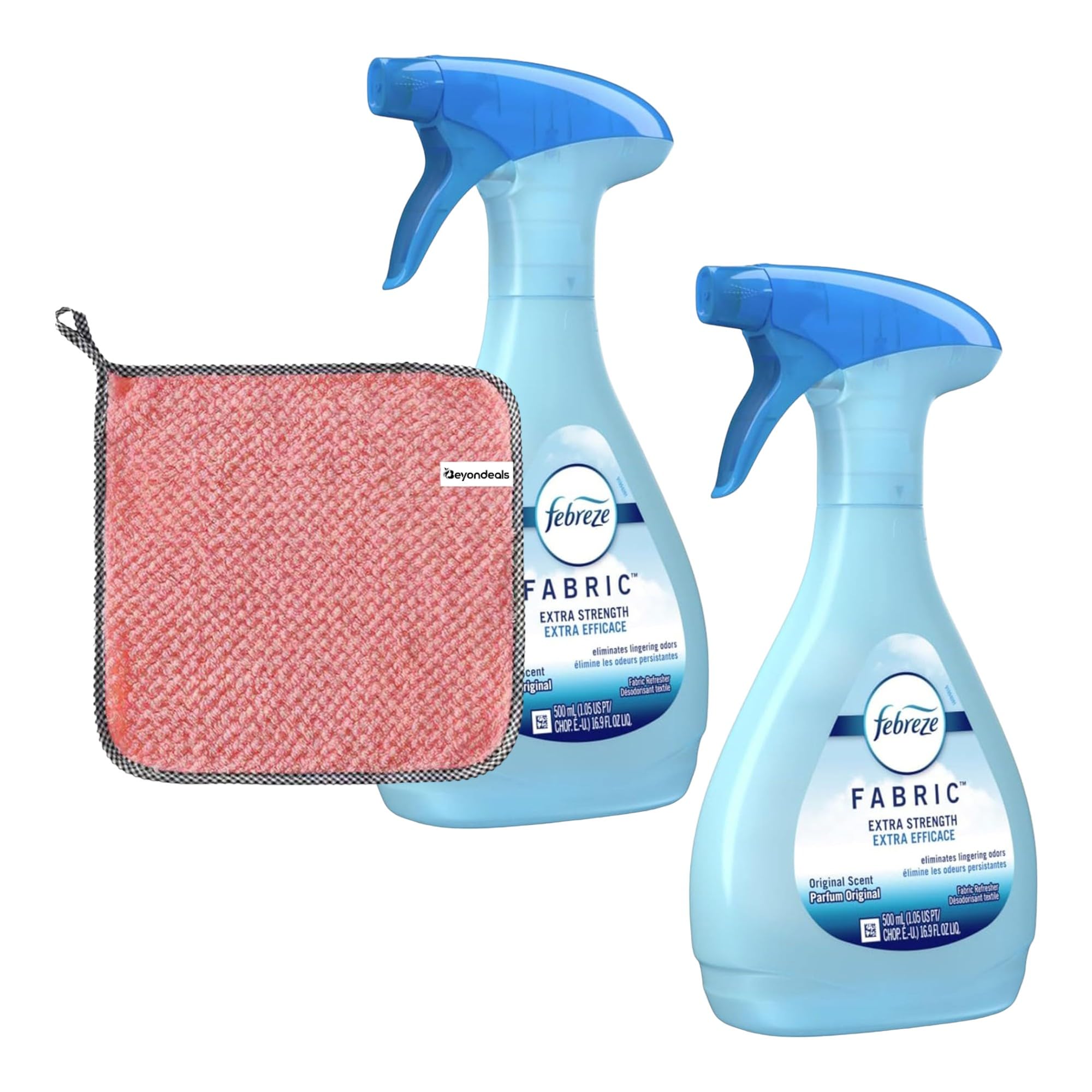 Fabric Refresher, 16.9 Oz Freshener Spray Bottle, Bundled With Beyondeals Cleaning Towel - -Strength Fabric Odor Eliminator, Reliable For Fabrics, Long-Lasting Fresh Scent (Pack Of 2)