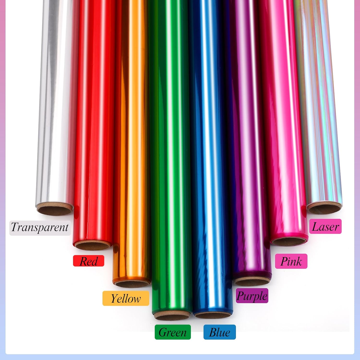 8 Rolls Colored Cellophane Wrap Extra Wide Transparent Cellophane