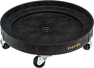 ELAFROS 30 Gallon and 55 Gallon Heavy Duty Plastic Drum Dolly – Durable Plastic Drum Cart 900 lb. Capacity- Barrel Dolly with 5 Swivel Casters Wheel,Black