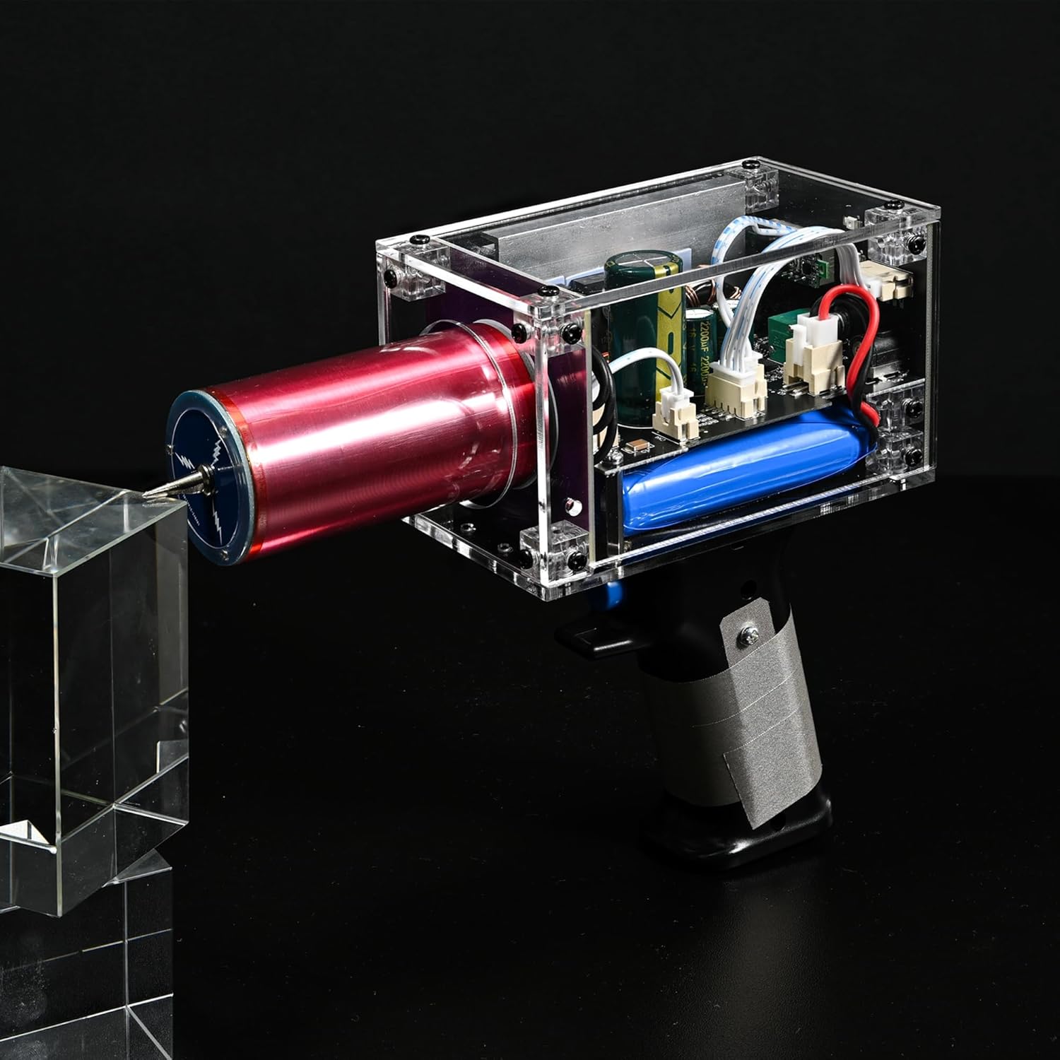 Tesla Coil Gun, Upgraded Handheld Tesla Coil Kit, Portable Rechargeable Mini Arc Generator for Tesla Coil 10000 Times Arc Generating Safe Electronics Trigger