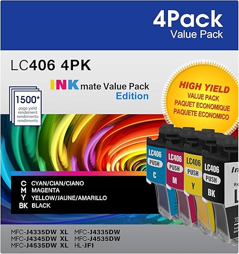 LC406 Cartuchos de tinta para impresora Brother para Brother LC406 Cartucho de tinta de repuesto con Brother MFC-J4335DW XL, MFC-J6555DW,