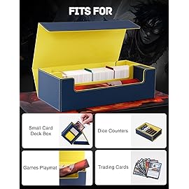 ZLCA Deck Storage Box with Dice Case, Large Card Deck Case for TCG Magic Sports Game CardsBlue&Yellow