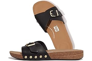 Easy-Breezy Fitflop Iqushion Adjustable Buckle Leather Slides