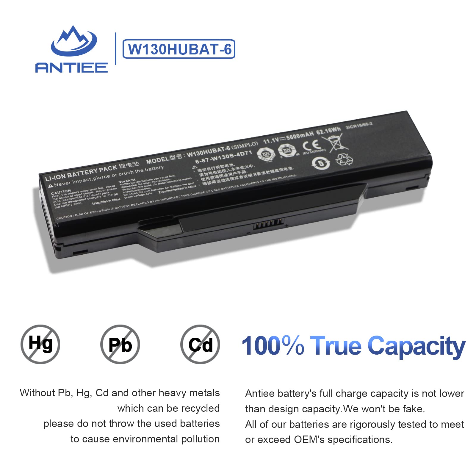 ANTIEE W130HUBAT-6 laptop Batterie Compatible with Clevo W130EW W255CEW  W130Ex W130Hx W130HU W130HV W130EV,Wortmann Terra Mobile 1541H13.3 R3352598  687W130S4D7 6-87-W130S-4D72（11.1V 62.16Wh 5600mAh） : Amazon.com.be:  High-tech W130HUBAT-6 6-87-W130S-4D73 3ICR18/65-2 互換性電池です W130HUBAT-6バッテリー 6