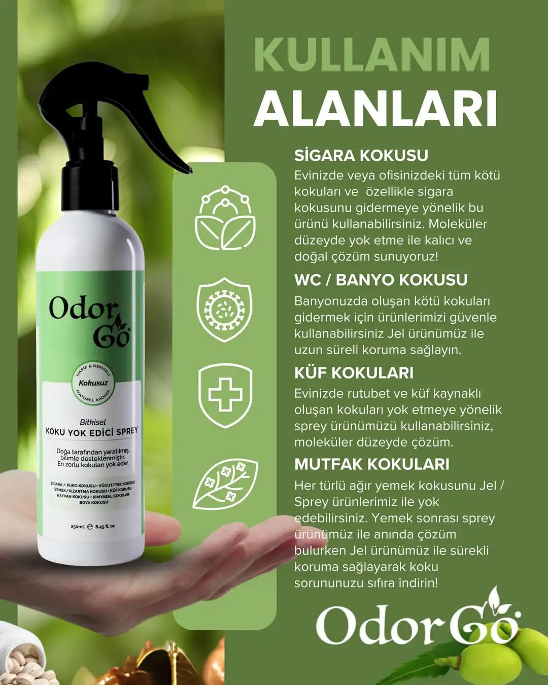 ODORGO Koku Yok Edici Sprey 250ml – Ani Kokulara Anında Bitkisel Çözüm – Kumaş ve Ortam – Vegan