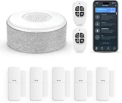 tolviviov WiFi Door Alarm System, Wireless DIY Smart Home Security System, with Phone APP Alert, 8 Pieces-Kit (Alarm Siren, Door Window Sensor, Remote), Work with Alexa, for House, Apartment