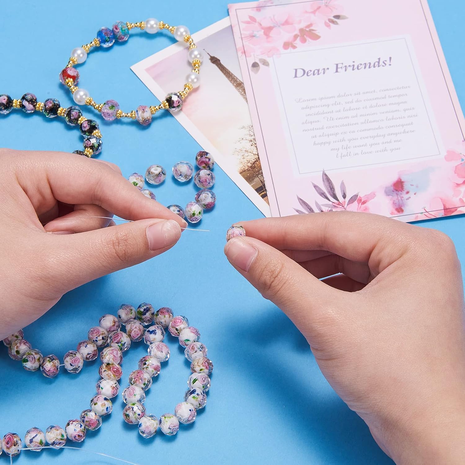 60 PCS Colorful Flower Lampwork Beads 10mm Gold Sand Faceted Glass Round Loose Beads for DIY Bracelet Necklace Earring Jewelry Making Supplies (Black) - Image 4