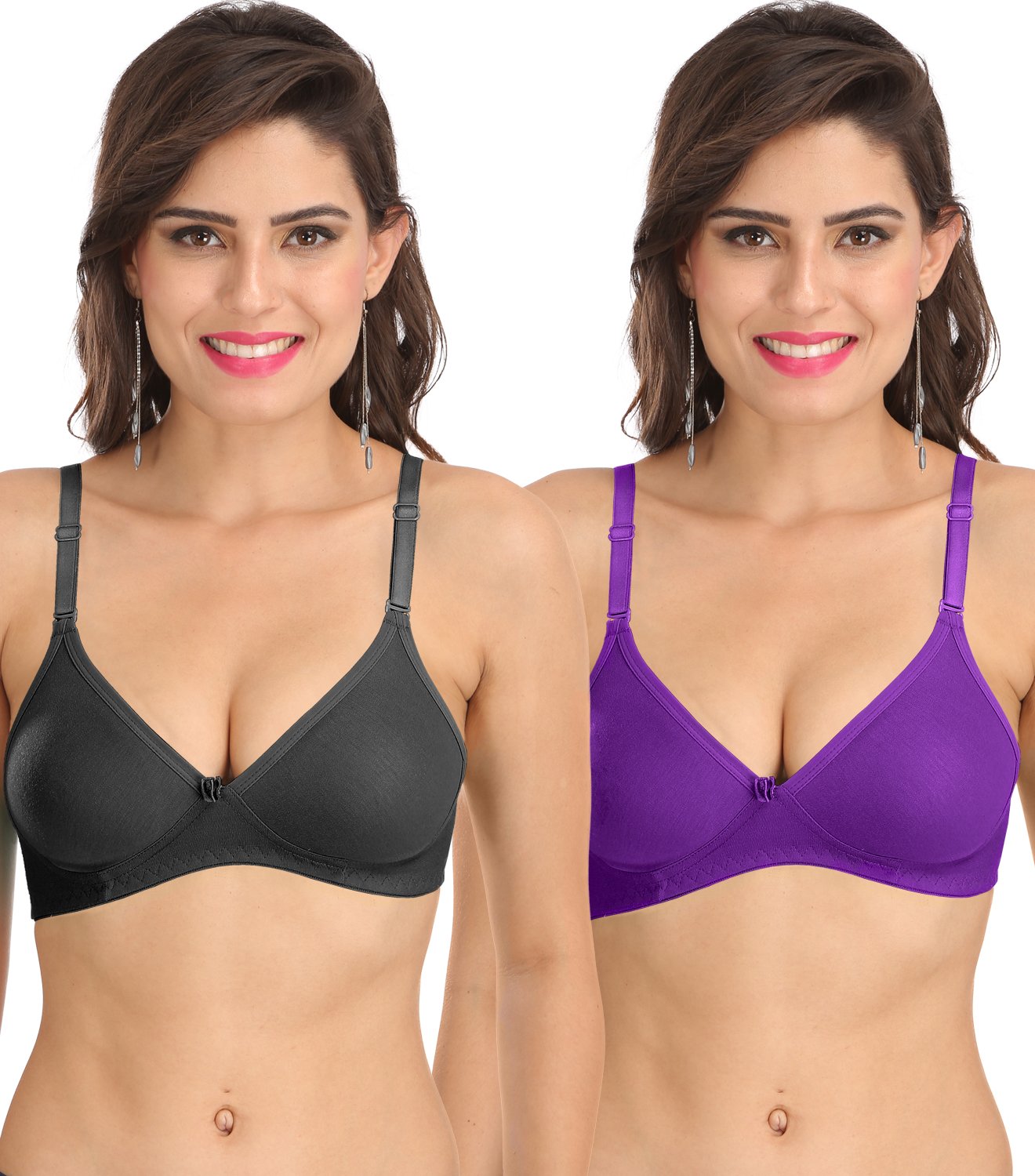 Ossirrio Women's Everyday Non Padded Non Wired 3/4th Coverage T-Shirt Bra with Free Transparent Strap