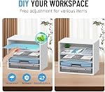 5-Tier Wood Desk Organizer, Paper Sorter for Desktop with Adjustable Storage Shelves, Desktop Mail Holder for Office Home Classroom, White