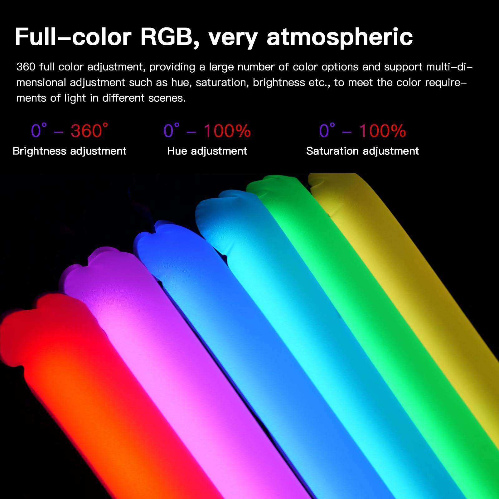 INKEE Ręczna lampa wideo RGB 30 W, 90 cm (35,5 cala), przenośna, nadmuchiwana, wbudowany akumulator 5000 mAh, światło TPU, 300 lx, temperatura barwowa 2000K-10000K, CRI 95 RGB do fotografii i