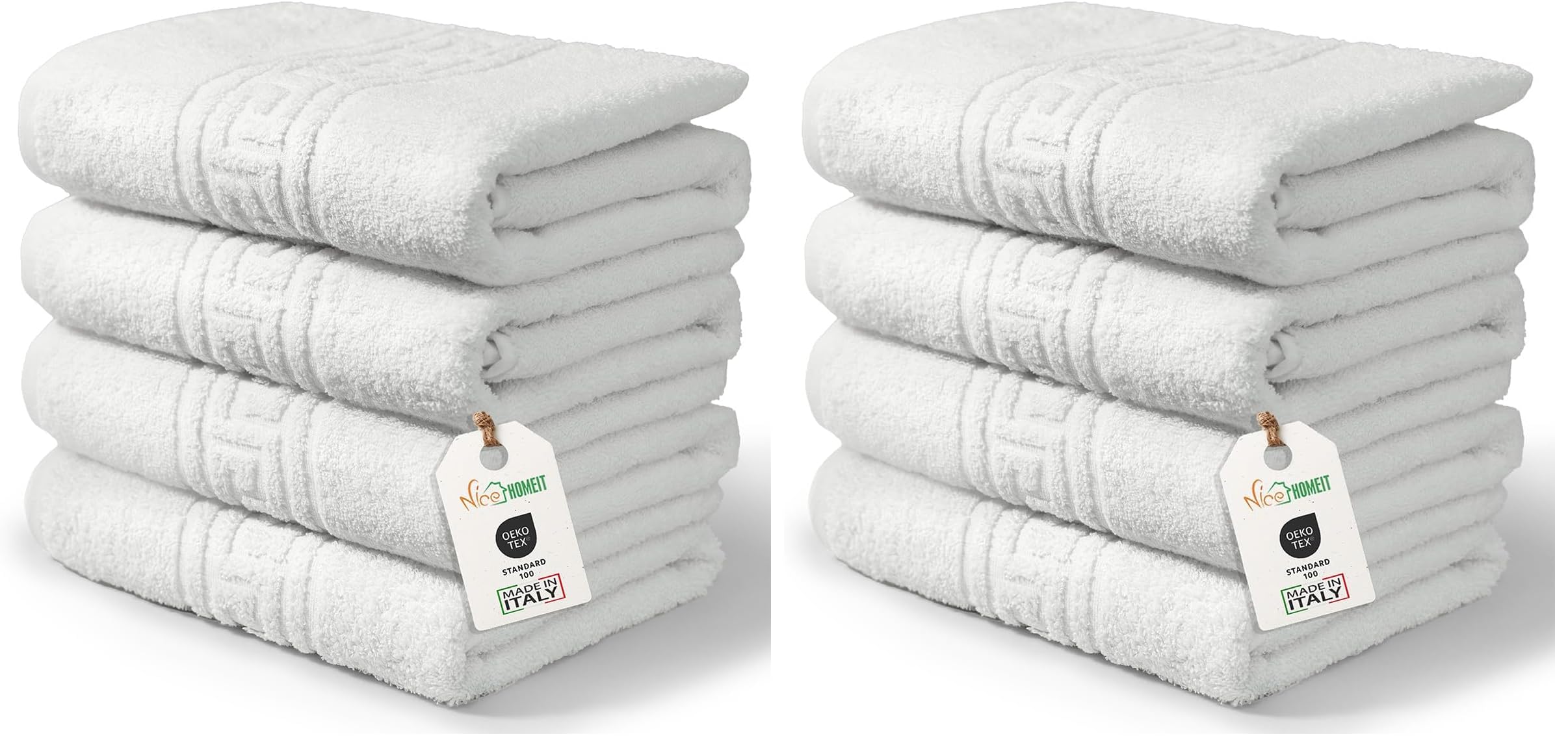 Set in 4 Asciugamano in 100% cotone filato ad anello – Adatto sia per uso quotidiano che sportivo – Extra Morbidi e Assorbenti. MADE IN ITALY – 60 X 100CM (BIANCO) (Confezione da 2)